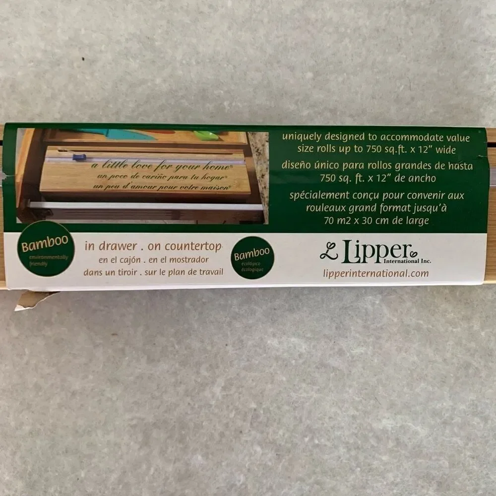 Lipper International Bamboo Single Wrap Dispenser With Cutter #8063 *New*